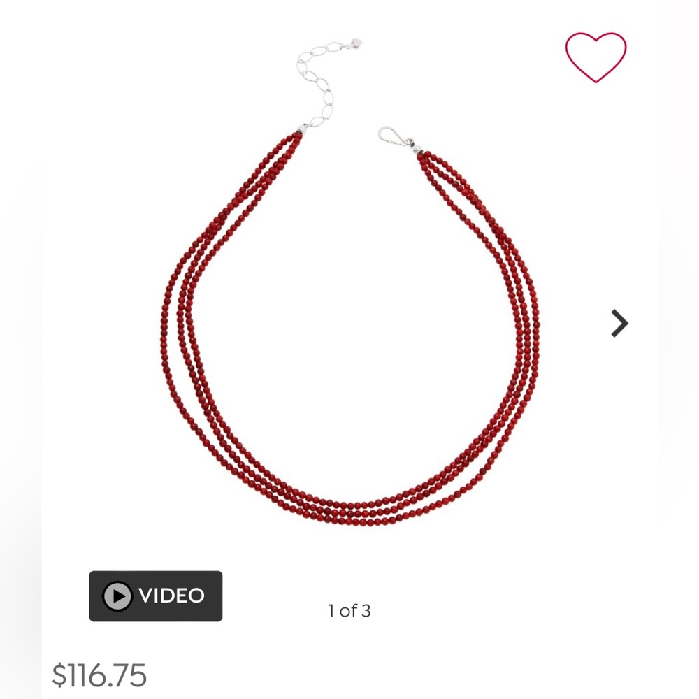 Red Coral Bead 3-Strand Necklace  & earrings (pierced) by Jay King - Picture 6 of 6